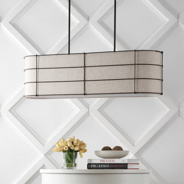 Chadwick 42" Rustic Farmhouse Iron Linear LED Pendant - JONATHAN Y